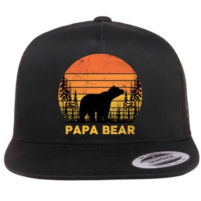 Vintage Retro Papa Bear Distressed Graphic Cute Gift Flatbill Hat