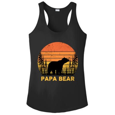 Vintage Retro Papa Bear Distressed Graphic Cute Gift Ladies PosiCharge Competitor Racerback Tank