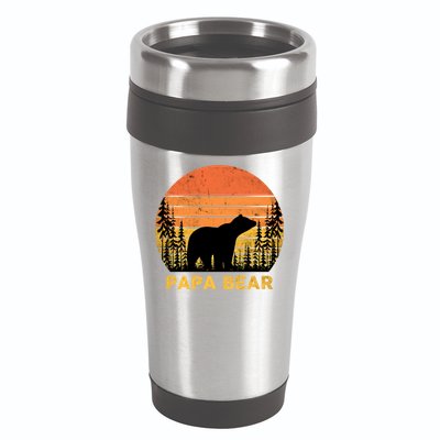 Vintage Retro Papa Bear Distressed Graphic Cute Gift 16oz Travel Tumbler