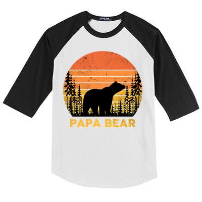 Vintage Retro Papa Bear Distressed Graphic Cute Gift Kids Colorblock Raglan Jersey