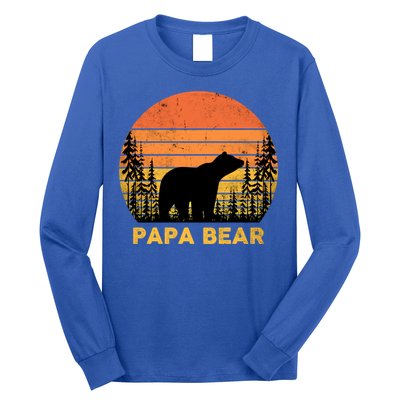 Vintage Retro Papa Bear Distressed Graphic Cute Gift Long Sleeve Shirt