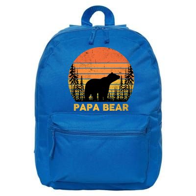 Vintage Retro Papa Bear Distressed Graphic Cute Gift 16 in Basic Backpack