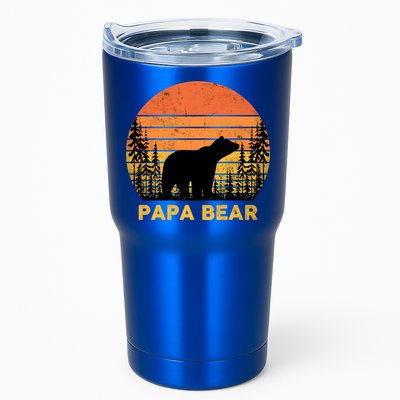 Vintage Retro Papa Bear Distressed Graphic Cute Gift Tumbler