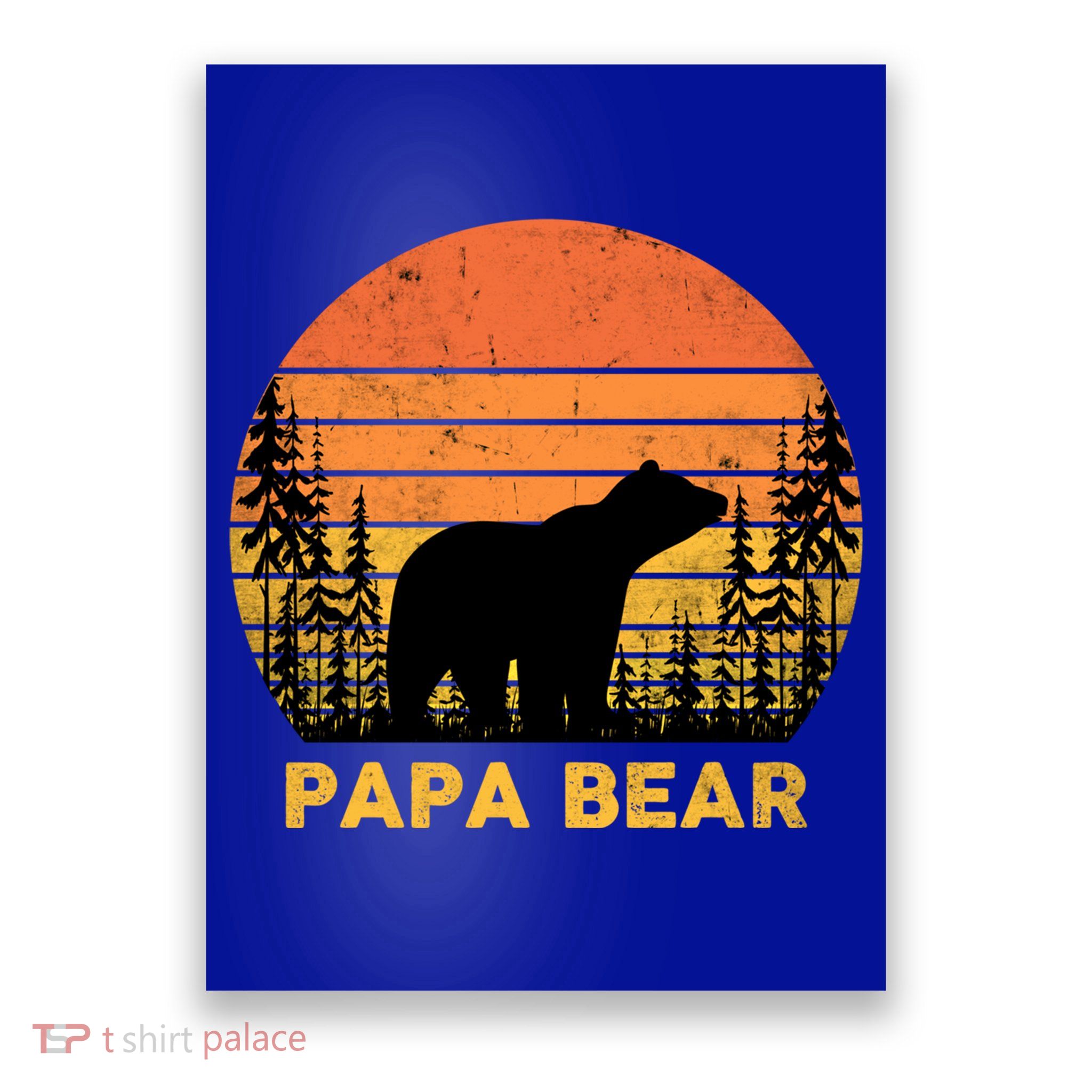 Vintage Retro Papa Bear Distressed Graphic Cute Gift Poster