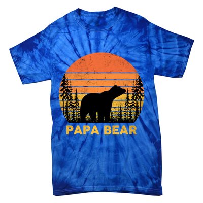 Vintage Retro Papa Bear Distressed Graphic Cute Gift Tie-Dye T-Shirt