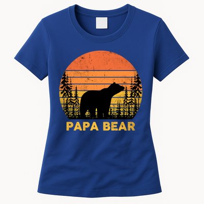 Vintage Retro Papa Bear Distressed Graphic Cute Gift Womens T-Shirt