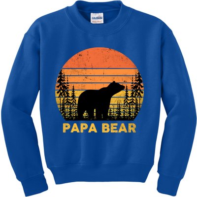 Vintage Retro Papa Bear Distressed Graphic Cute Gift Kids Sweatshirt