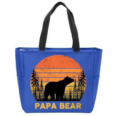 Vintage Retro Papa Bear Distressed Graphic Cute Gift Zip Tote Bag
