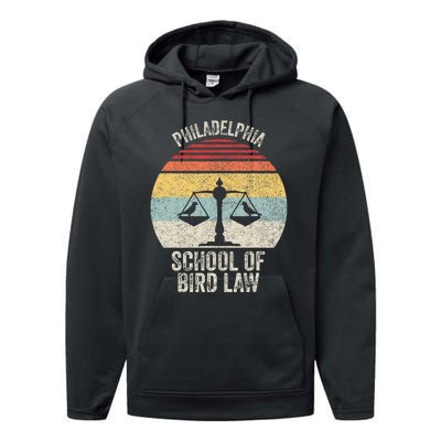 Vintage Retro Philadelphia School Of Bird Law Performance Fleece Hoodie