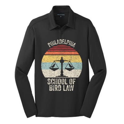 Vintage Retro Philadelphia School Of Bird Law Silk Touch Performance Long Sleeve Polo