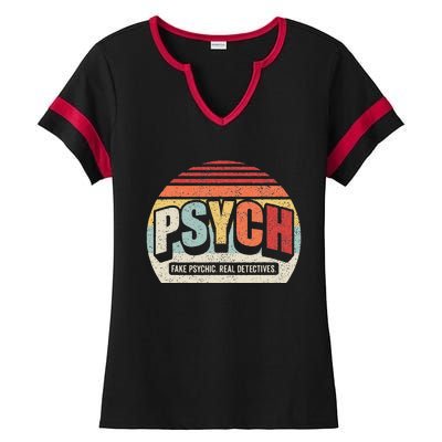 Vintage Retro Psych Fake Psychic. Real Detectives Ladies Halftime Notch Neck Tee