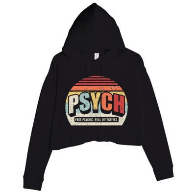 Vintage Retro Psych Fake Psychic. Real Detectives Crop Fleece Hoodie