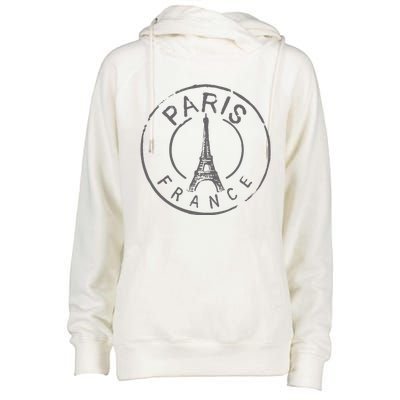 Vintage Retro Paris France Eiffel Tower Love Womens Funnel Neck Pullover Hood