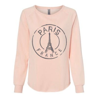 Vintage Retro Paris France Eiffel Tower Love Womens California Wash Sweatshirt