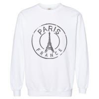 Vintage Retro Paris France Eiffel Tower Love Garment-Dyed Sweatshirt