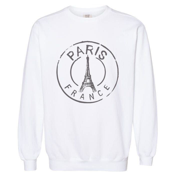 Vintage Retro Paris France Eiffel Tower Love Garment-Dyed Sweatshirt