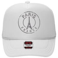 Vintage Retro Paris France Eiffel Tower Love High Crown Mesh Back Trucker Hat