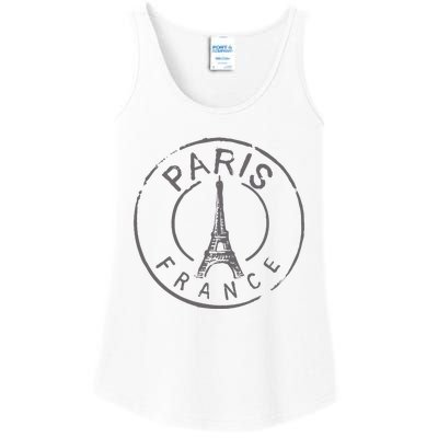 Vintage Retro Paris France Eiffel Tower Love Ladies Essential Tank