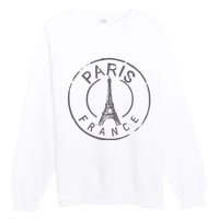 Vintage Retro Paris France Eiffel Tower Love Premium Crewneck Sweatshirt