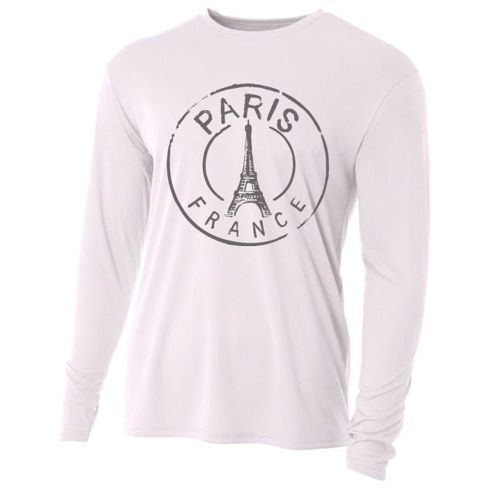 Vintage Retro Paris France Eiffel Tower Love Cooling Performance Long Sleeve Crew