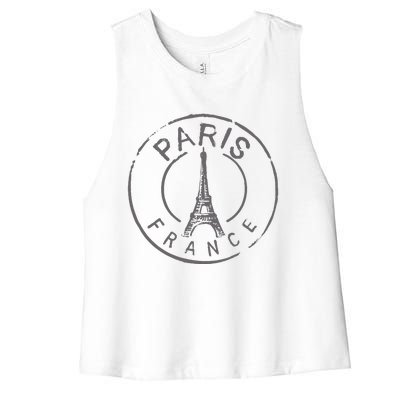 Vintage Retro Paris France Eiffel Tower Love Women's Racerback Cropped Tank