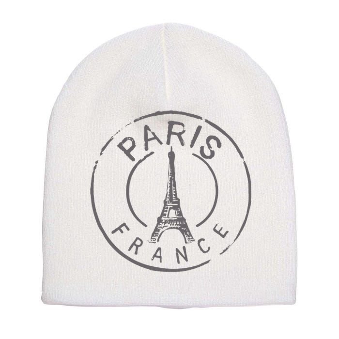 Vintage Retro Paris France Eiffel Tower Love Short Acrylic Beanie