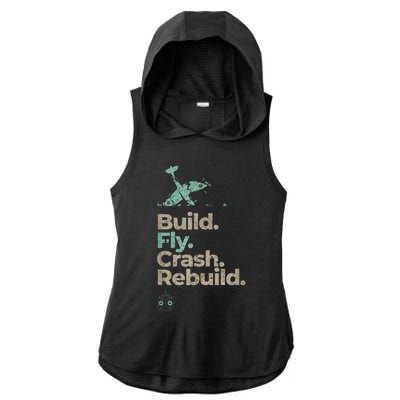 Vintage RC Plane Build Fly Crash Rebuild Airplane Ladies PosiCharge Tri-Blend Wicking Draft Hoodie Tank