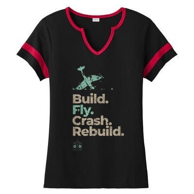 Vintage RC Plane Build Fly Crash Rebuild Airplane Ladies Halftime Notch Neck Tee