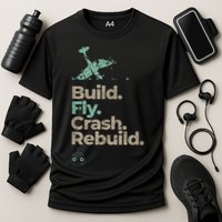 Vintage RC Plane Build Fly Crash Rebuild Airplane Performance Shirt