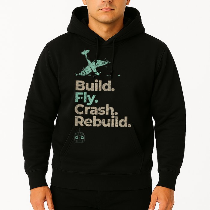 Vintage RC Plane Build Fly Crash Rebuild Airplane Hoodie