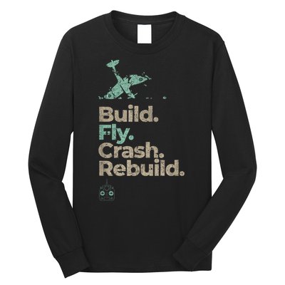 Vintage RC Plane Build Fly Crash Rebuild Airplane Long Sleeve Shirt
