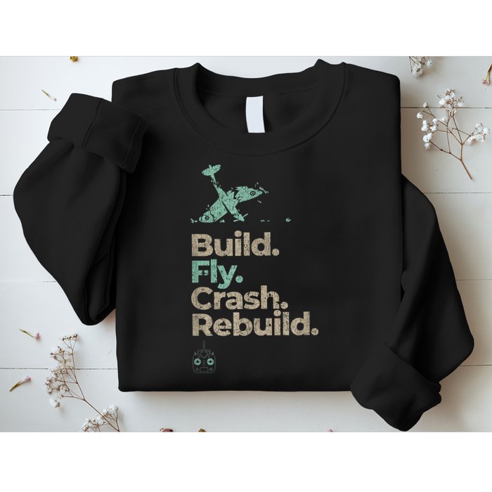 Vintage RC Plane Build Fly Crash Rebuild Airplane Sweatshirt