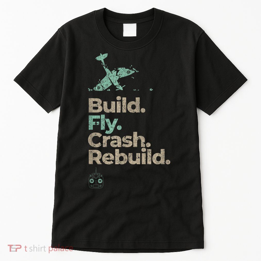 Vintage RC Plane Build Fly Crash Rebuild Airplane Tall T-Shirt