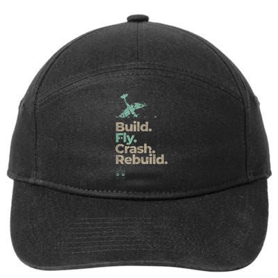 Vintage RC Plane Build Fly Crash Rebuild Airplane 7-Panel Snapback Hat