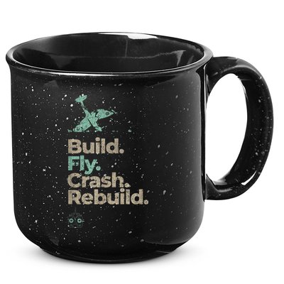 Vintage RC Plane Build Fly Crash Rebuild Airplane 15oz Campfire Ceramic Mug
