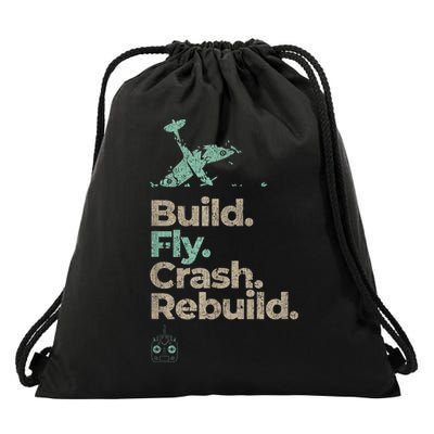 Vintage RC Plane Build Fly Crash Rebuild Airplane Drawstring Bag