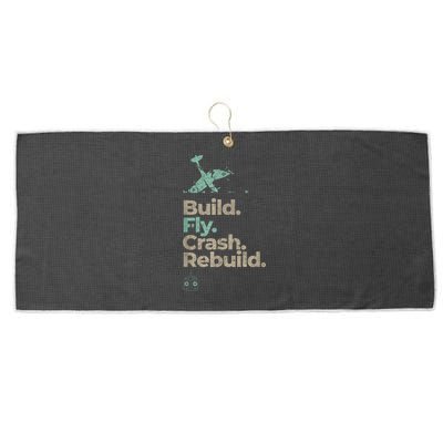 Vintage RC Plane Build Fly Crash Rebuild Airplane Large Microfiber Waffle Golf Towel