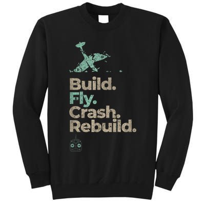 Vintage RC Plane Build Fly Crash Rebuild Airplane Tall Sweatshirt