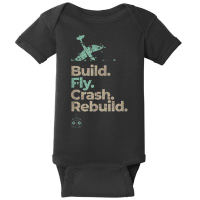 Vintage RC Plane Build Fly Crash Rebuild Airplane Baby Bodysuit