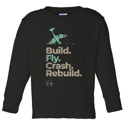 Vintage RC Plane Build Fly Crash Rebuild Airplane Toddler Long Sleeve Shirt