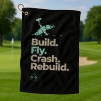 Vintage RC Plane Build Fly Crash Rebuild Airplane Golf Towel