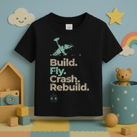 Vintage RC Plane Build Fly Crash Rebuild Airplane Toddler T-Shirt