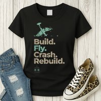 Vintage RC Plane Build Fly Crash Rebuild Airplane Womens T-Shirt