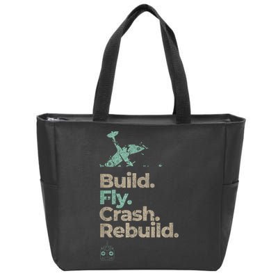 Vintage RC Plane Build Fly Crash Rebuild Airplane Zip Tote Bag