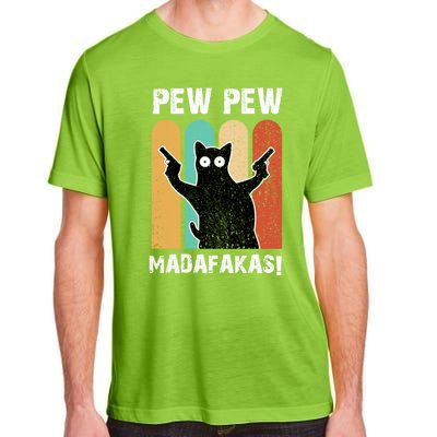 Vintage Retro Pew Pew Madafakas Crazy Cat Funny Gamer Gift Adult ChromaSoft Performance T-Shirt