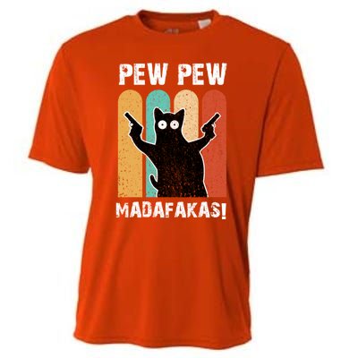 Vintage Retro Pew Pew Madafakas Crazy Cat Funny Gamer Gift Cooling Performance Crew T-Shirt