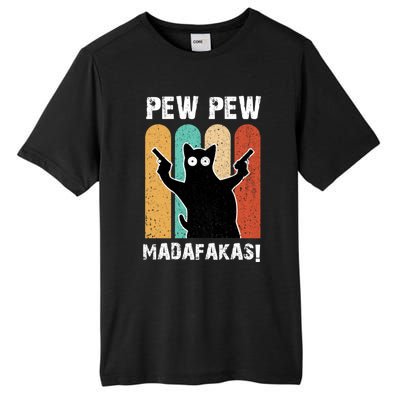 Vintage Retro Pew Pew Madafakas Crazy Cat Funny Gamer Gift Tall Fusion ChromaSoft Performance T-Shirt