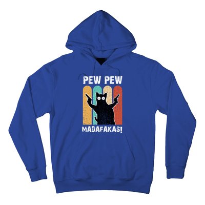 Vintage Retro Pew Pew Madafakas Crazy Cat Funny Gamer Gift Hoodie