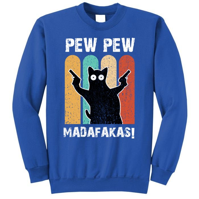 Vintage Retro Pew Pew Madafakas Crazy Cat Funny Gamer Gift Sweatshirt