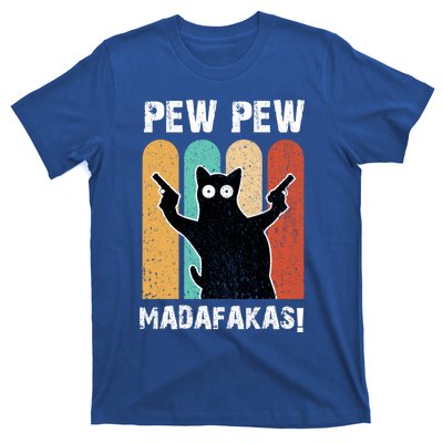 Vintage Retro Pew Pew Madafakas Crazy Cat Funny Gamer Gift T-Shirt